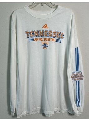 Lady Vols Adidas 2007 Championship Long Sleeve Shirt White Sz Lg University Tenn